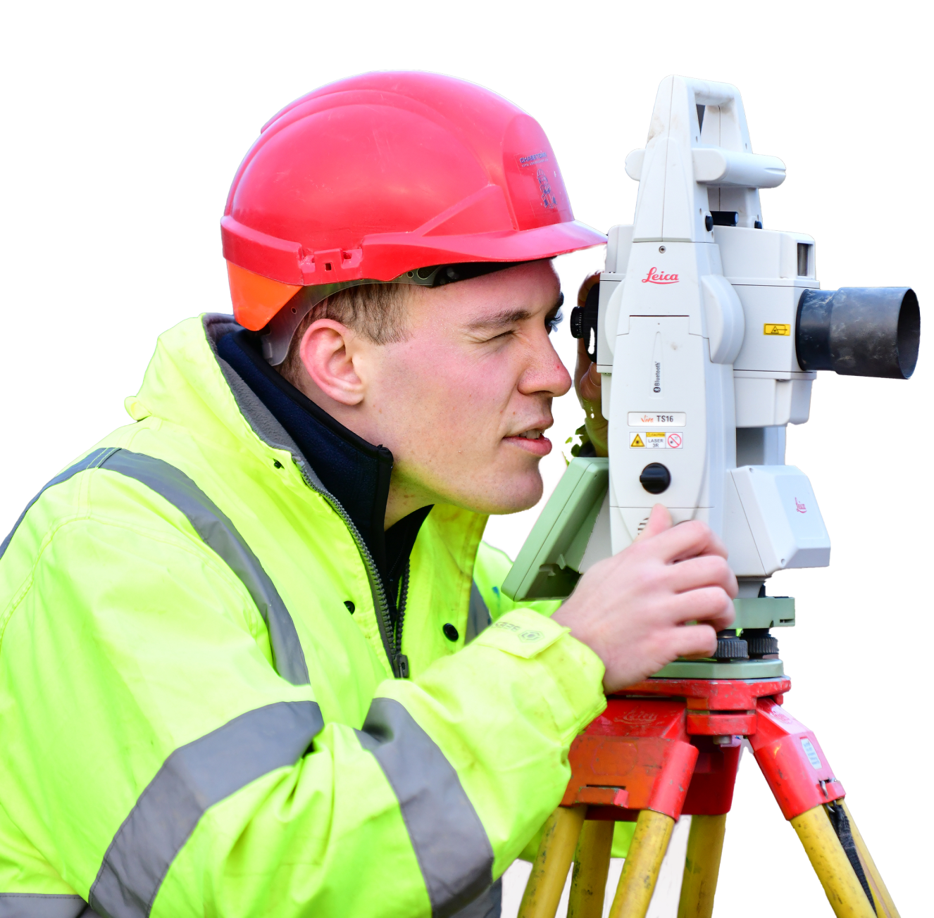 A person using a theodolite